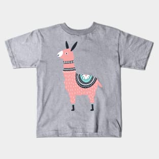 Pink Boho Llama Kids T-Shirt